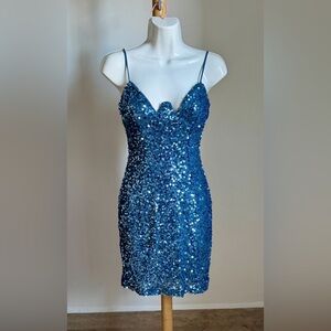 NWT Vanilla Bella  Blue Sequin Dress